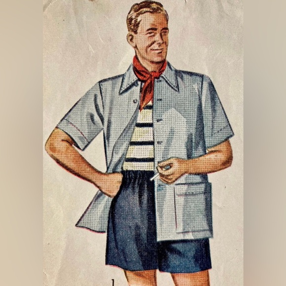 Vintage Mens 1950s Beach Shirt and Swim Trunks Simplicity Sewing Pattern - Picture 3 of 4